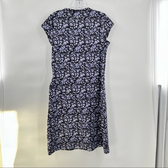 Athleta nectar faux wrap swim paisley black blue  short sleeve dress size M - Picture 5 of 10